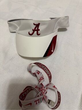 Alabama Nike White and Crimson  Visor with Script A